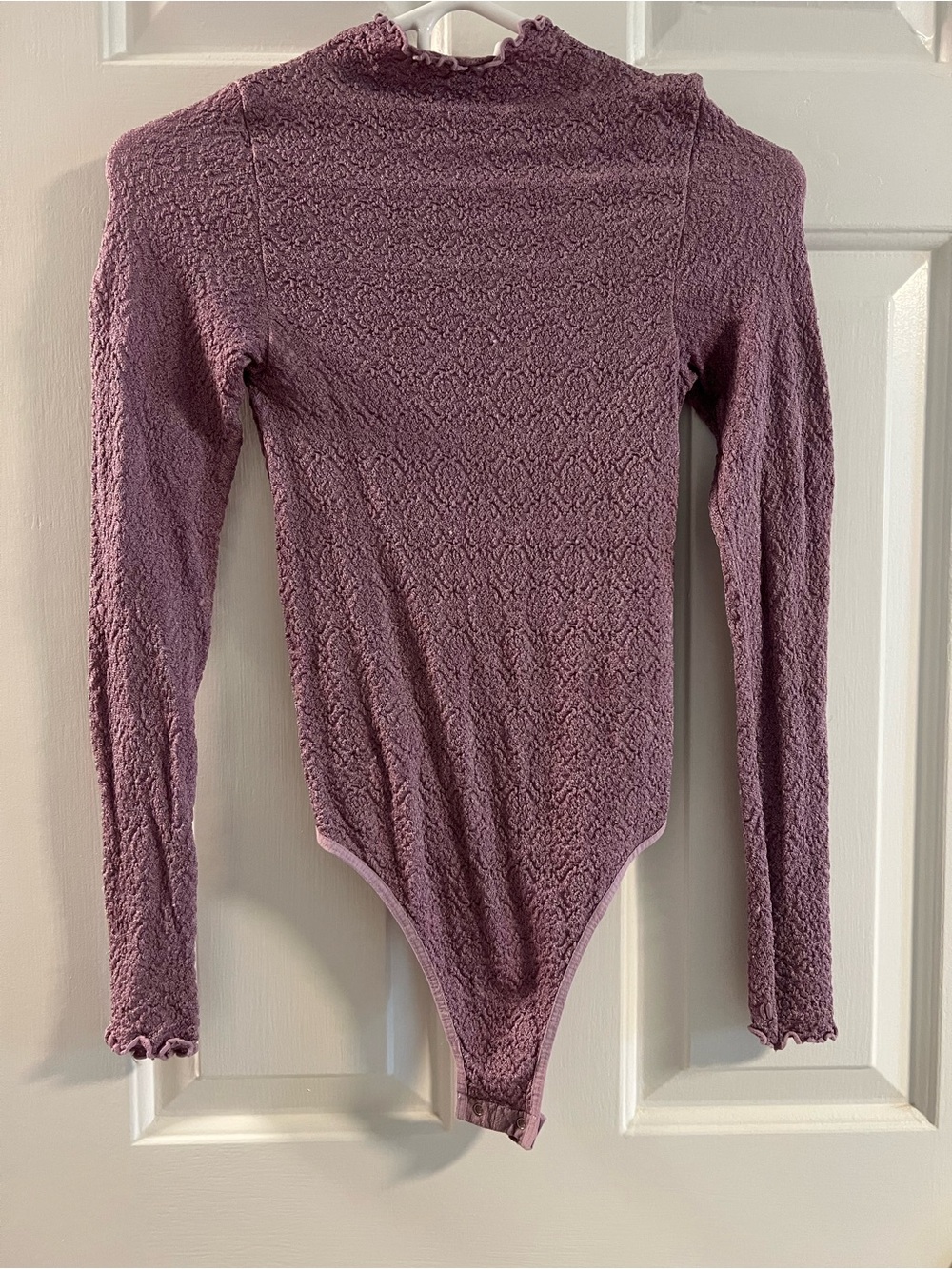Free People Intimately Mauve Textured Long Sleeve Bodysuit